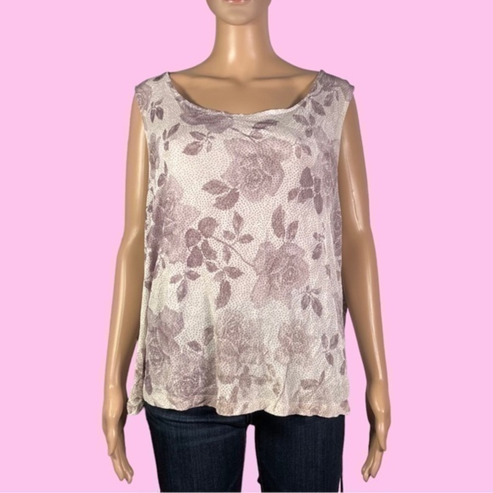 Vintage Aitiknit Jeweled Large Floral Print Sleeveless Top Size 1X - “Paris”